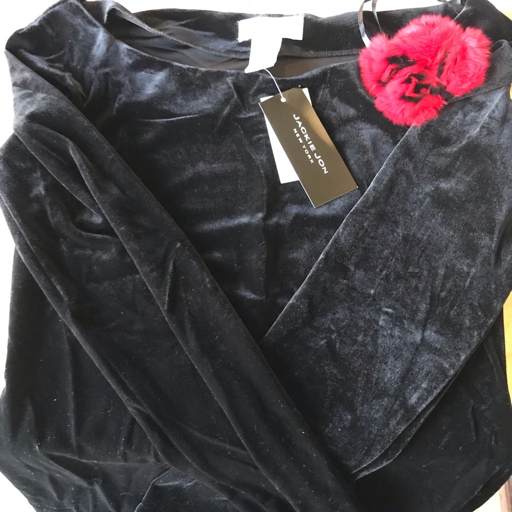 NWT, Sz S, Jackie Jon-New York, Black Velvet Top